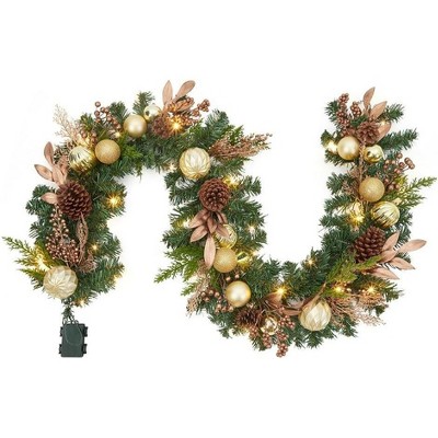 Gaomon Christmas Garland, 6 Ft Artificial Christmas Garland with Lights, Battery Operated Xmas Garland