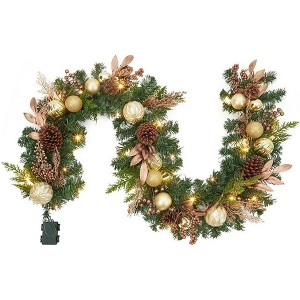 Gaomon Christmas Garland, 6 Ft Artificial Christmas Garland with Lights, Battery Operated Xmas Garland - 1 of 4