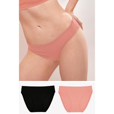 Smart & Sexy Women's Stretchiest Ever Bikini Panty 2 Pack Tuscany Clay/black  Hue 2x/3x : Target