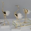 Itopfox Elegant Gold Crane Statue Brass Die Cast Crystal Tail Accent Marble Base 5.5x13 in Decorative Piece for Living Room Entryway - 3 of 4