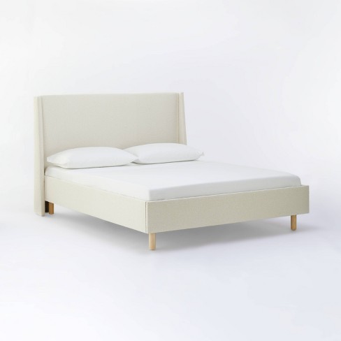 Queen Encino Fully Upholstered Platform Bed Cream Boucle Threshold Designed With Studio Mcgee Pine Frame Polyester Fiber Fill Target