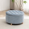 Wovenbyrd Prescott 28" Large Round Pintucked Storage Ottoman with Lift off lid - 2 of 4
