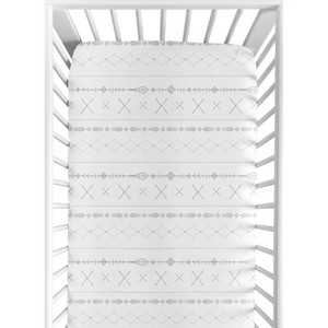 Sweet Jojo Designs Gender Neutral Baby Fitted Crib Sheet Woodland Friends Grey and White - 1 of 4