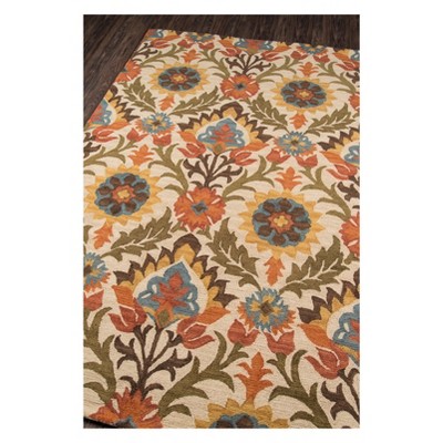 Hand-Tufted Blue and Beige Floral Wool Runner Rug