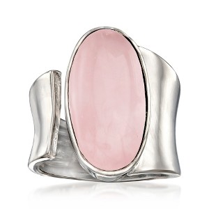 Ross-Simons Oval Rose Quartz Wrap Ring in Sterling Silver - 1 of 4