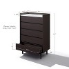 LuxenHome 46.8” Modi Wenge 5-Drawer Accent Chest with Raised Sides, Faux Marble Top, Manufactured Wood Brown - 3 of 4