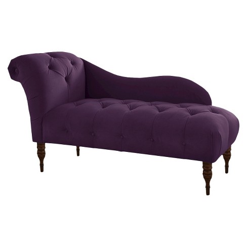 Skyline Furniture Fabiola Tufted Chaise Velvet Aubergine