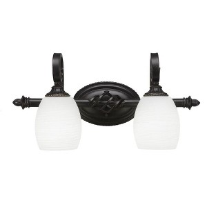 Toltec Lighting Elegante 2 - Light Vanity in  Dark Granite with 5" White Linen  Shade - 1 of 1