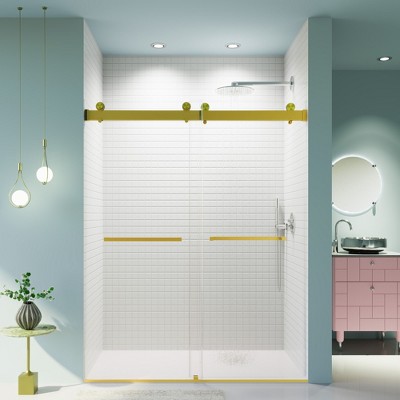 NicBex Bypass Shower Door 76"H Frameless Double Sliding Shower Doors with 3/8 inches (10mm) Thick SGCC Tempered Glass for Bathroom