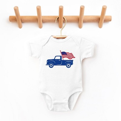 The Juniper Shop Truck With Flag Baby Bodysuit