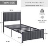 VECELO Upholstered Bed Frame with Headboard & Footboard, Heavy Duty Steel Slats, No Box Spring Needed - 3 of 4