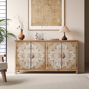 60" Wood Accent Cabinet with 4 Doors, Modern Buffet Sideboard, Large Storage Console Cabinet for Entryway,Living Room,Media or Pantry Cabine-Koiai - 1 of 4