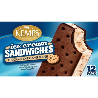 Kemps Chocolate Chip Cookie Dough Ice Cream Sandwich - 12pk