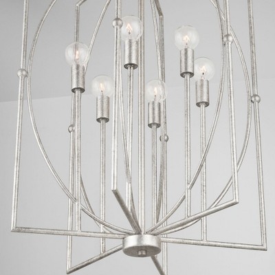Antique Silver 6-Light Transitional Metal Chandelier