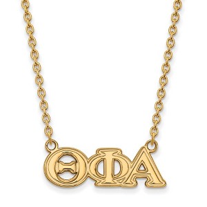 Black Bow Jewelry 14k Yellow Gold Plated Sterling Silver Theta Phi Alpha Greek Life Necklace 18 Inch - 1 of 4
