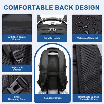SUGIFT 50L Travel Laptop Backpack for Women with USB Port, Waterproof Carry On Backpack — фото 5