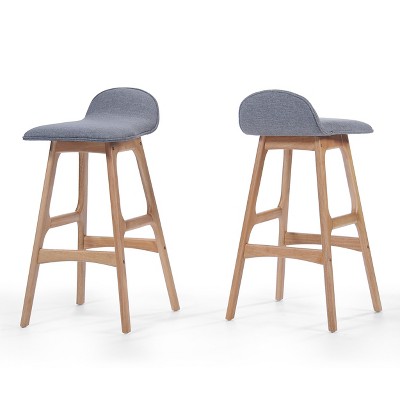 GDFStudio Ibiza Mid Century Modern Fabric Upholstered 28.5" Barstools (Set of 2)