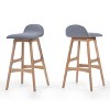 TOAOTBNBO Tall Bar Stool with Low Back, Mid-Century Barstools with Splayed Legs, Upholstered Bar Chairs for Kitchen Island - 2 of 4