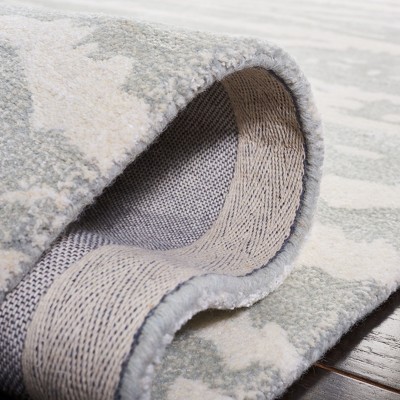 Light Grey and Ivory Hand-Tufted Wool and Viscose Area Rug