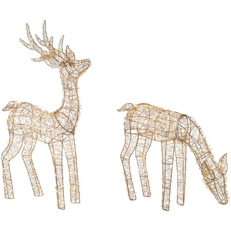 Northlight Set of 2 LED Twinkle Lighted Gold Mesh Reindeer Outdoor Christmas Decoration 37", 5 of 10