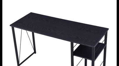 Antique White Weathered 51" Industrial Writing Desk with Open Shelves