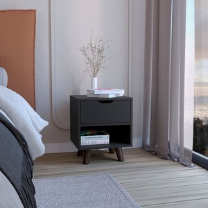 NicBex 1 Drawer Nightstand with Handle Free Design,Bedside Table with Open Storage Shelf and Wooden Legs,Modern Side Table for Bedroom - 1 of 4