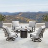 5pc Set with 34" Outdoor Round Aluminum Propane Fire Table & 4 Swivel Rocking Chairs - Oakland Living: Weather-Resistant Patio Set - 2 of 4
