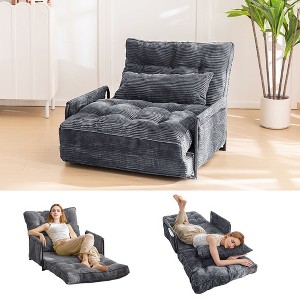 MAXYOYO Adjustable Floor Sofa Couch with Pillow, 5-Position Foldable Lazy Sofa Sleeper Bed with Armrest - 1 of 4