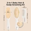 Baby Hair Brush and Comb Set, Oval Wooden Baby Brush Set for Newborns, Infant, Toddler Grooming Kit - 2 of 4