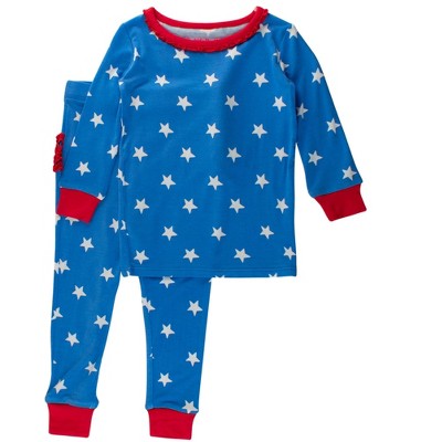 RuffleButts SoftSnooze Toddler Girls Ruffle Long Sleeve Pajama Set