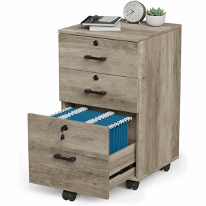 VINGLI 3 Drawer File Cabinet with Lock, Wood Filing Cabinets for Home Office, Printer Stand, File Organizer for Letter Sized Files - 1 of 4