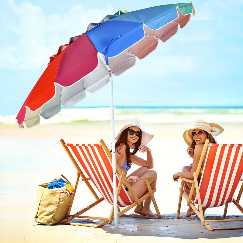 Costway 8 FT Beach Umbrella Outdoor Tilt Sunshade Sand Anchor W/Carry Bag, 2 of 11