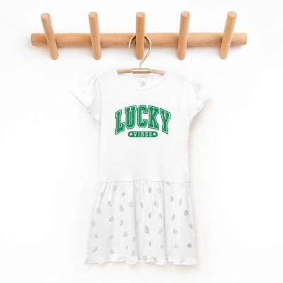 The Juniper Shop Lucky Vibes Distressed Toddler Graphic Dress