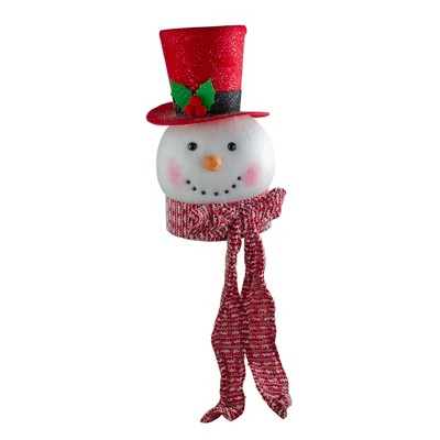 Melrose 14.5" Red and White Snowman Head Christmas Tabletop Decor