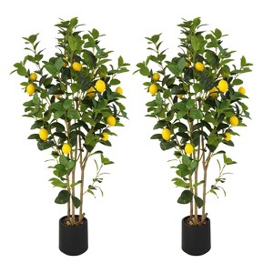 2-Pack 4FT Artificial Lemon Trees – Bright Yellow Faux Fruits in Planters for Home/Office/Party Decor - 1 of 4