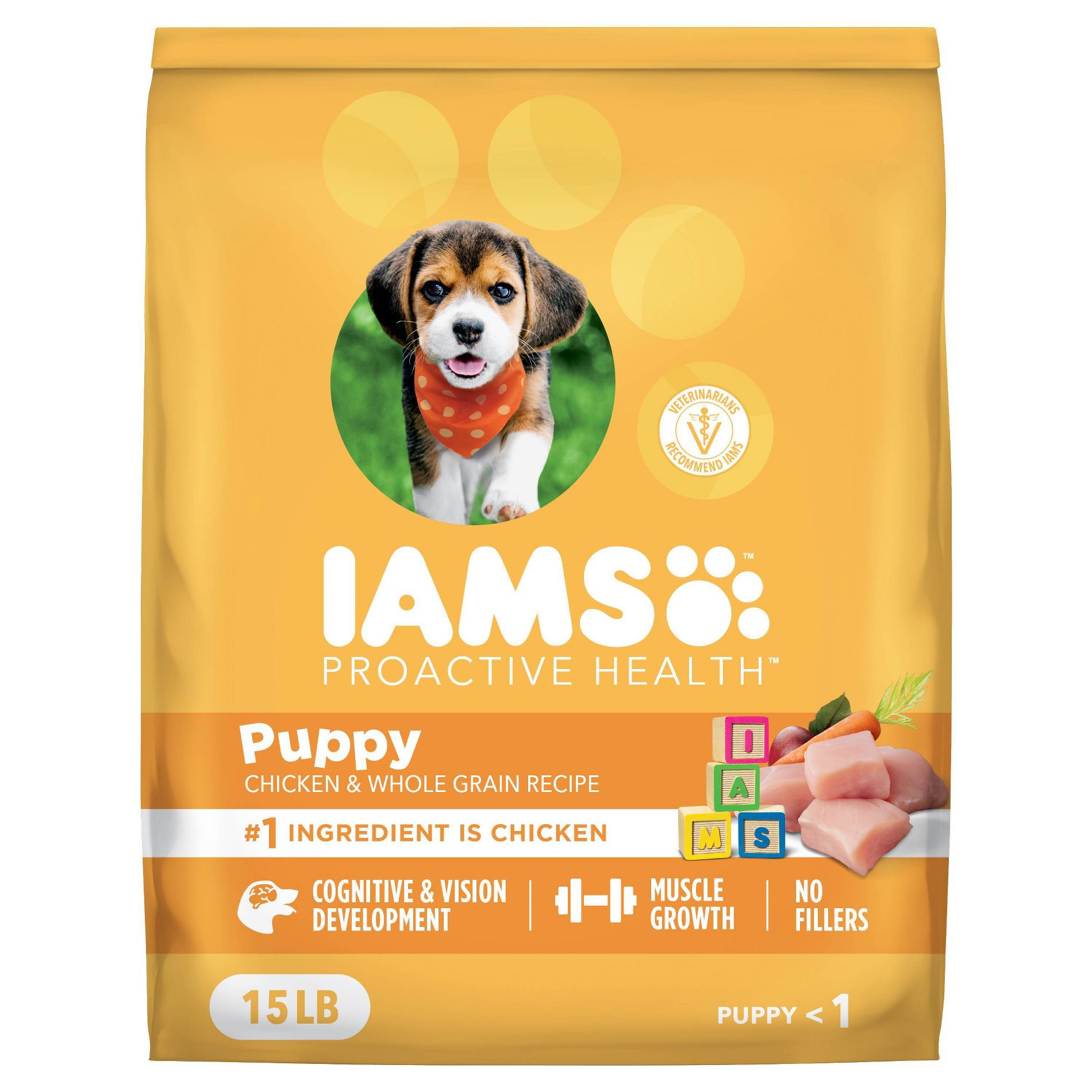 IAMS Proactive Health Chicken and Whole Grains Flavor Puppy Dry Dog Food - 15lbs