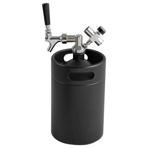 VEVOR Beer Growler Tap System, 170Oz 5L Mini Keg, 304 Stainless Steel Pressurized Beer Growler with Pressure Display, CO2 Regulator Faucet, Black - 1 of 4