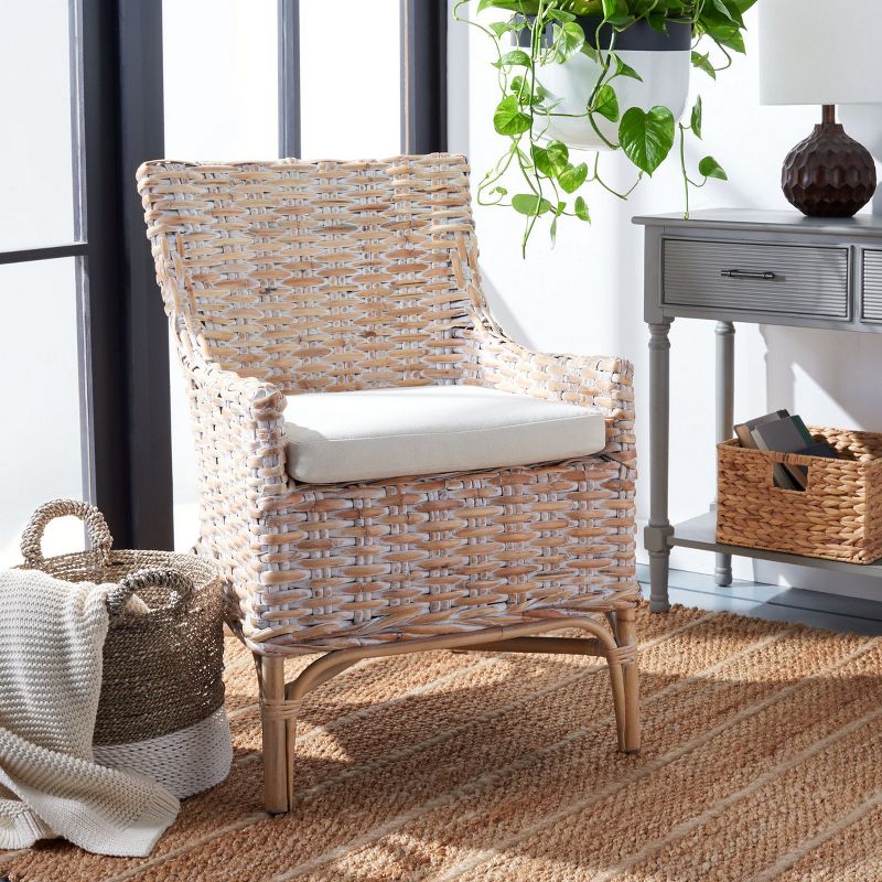 Cristen Rattan Accent Chair with Cushion  - Safavieh, 2 of 10