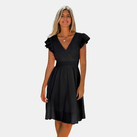 Женские платья Cupshe Women's Mini Dress with Ruffle Details and Flattering Silhouette-S-Black