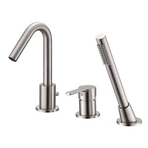 SUMERAIN Deck Mount Roman Tub Faucet Brushed Nickel Bathtub Faucet Set with Handheld Shower Sprayer - 1 of 4