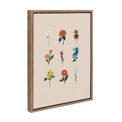 Gold Framed Floral Print on Canvas, 18" x 24"