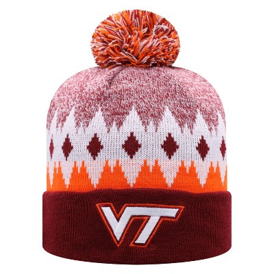 NCAA Virginia Tech Hokies Men's Jagged Knit Cuffed Beanie with Pom