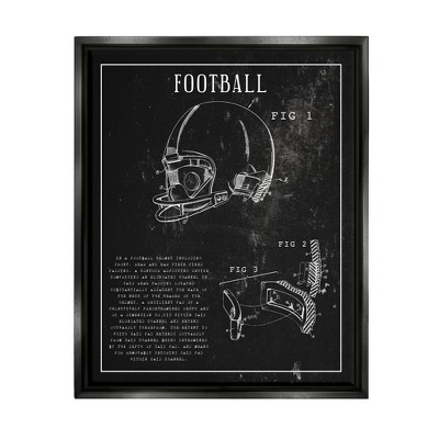 Stupell Industries Football Helmet Sports Chart Retro Figure