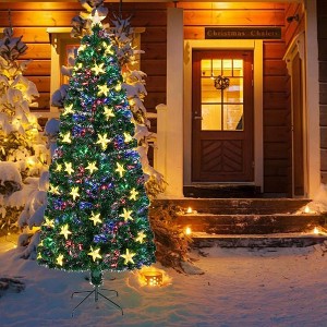 Mlmh & Kngwa 6ft Pre-lit Fiber Optic Artificial Christmas Tree With Stars - 1 of 4