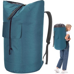 115L Laundry Backpack, Padded Shoulder Strap, Sturdy Hanging Dorm Laundromat Bag - 1 of 4