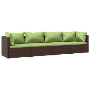 vidaXL Brown Patio Furniture - Green Cushion - 4 Seats - 1 of 4