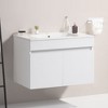 NicBex Floating Wall Mounted Bathroom Vanity with Ceramic Basin,Bathroom Sink Vanity with 2 Soft Close Cabinet Doors,24" Bathroom Sink Cabinet,White - 2 of 4