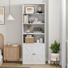 Farmhouse Bookcase with Doors 11.8in Depth Display Storage Shelves 71.4in Tall Industrial Bookshelf Wooden 6 Shelf Bookshelves - 4 of 4