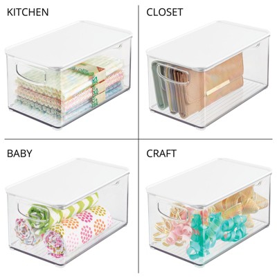 Clear/White BPA-Free Plastic Kitchen Storage Bin Set with Lids, 4 Pack