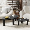 PexFix 34" Modern Black Nested Coffee Tables Set 2-Piece Irregular Organic Shaped Solid Wood Accent Tables for Home Office Living Room & Bedroom - 2 of 4